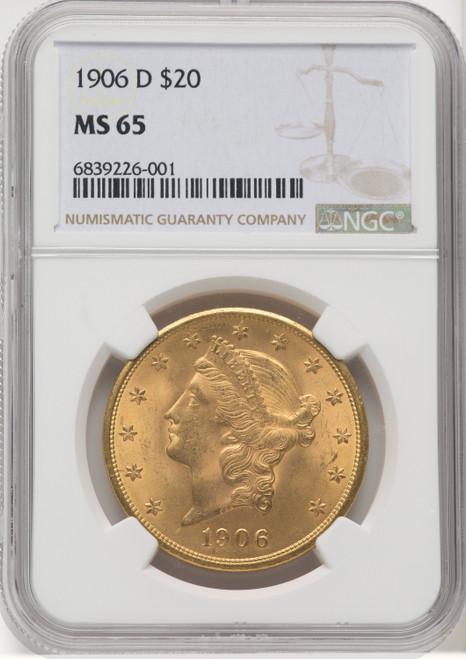 1906-D $20 Liberty Double Eagle NGC MS65