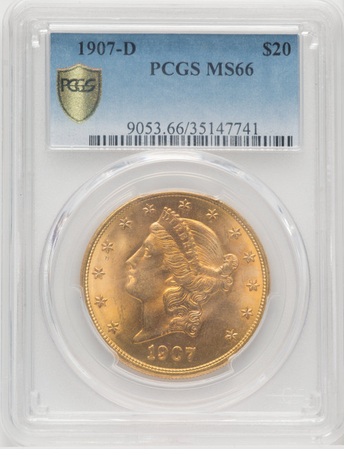 1907-D $20 Liberty Double Eagle PCGS MS66
