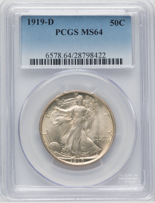 1919-D 50C Walking Liberty Half Dollar PCGS MS64