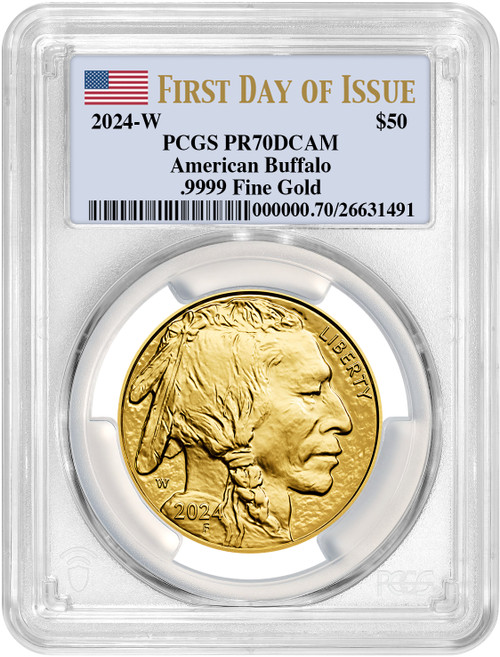 2024-W $50 One Ounce Gold Buffalo First Day of Issue Label PCGS PR70 DCAM