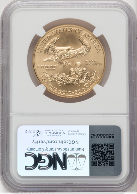 2016-W $50 One-Ounce Gold Eagle 30th Anniversary Brown Label NGC MS70
