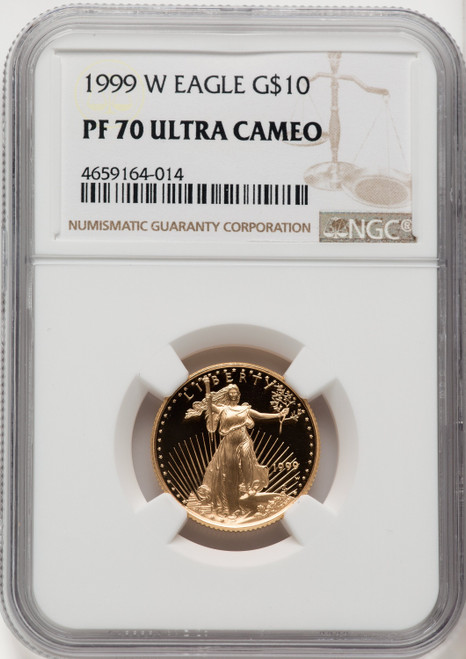 1999-W $10 Quarter-Ounce Gold Eagle Brown Label NGC PF70