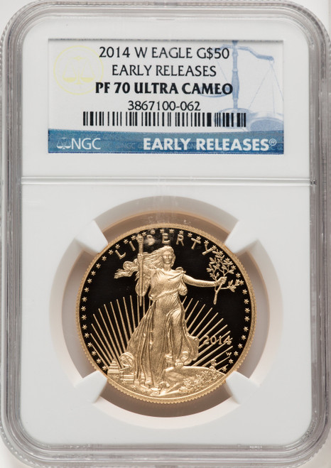 2014-W $50 One-Ounce Gold Eagle First Strike ER Blue NGC PF70