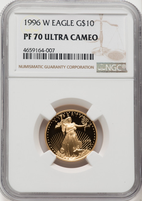 1996-W $10 Quarter-Ounce Gold Eagle Brown Label NGC PF70