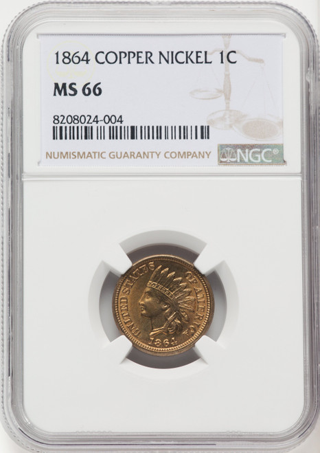 1864 Copper-Nickel Indian Cent NGC MS66