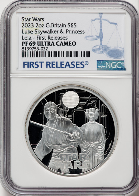 2023 2 oz G.Britian Luke Skywalker & Princess Leia NGC PR69 Ultra Cameo