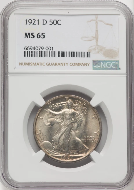 1921-D 50C Walking Liberty Half Dollar NGC MS65
