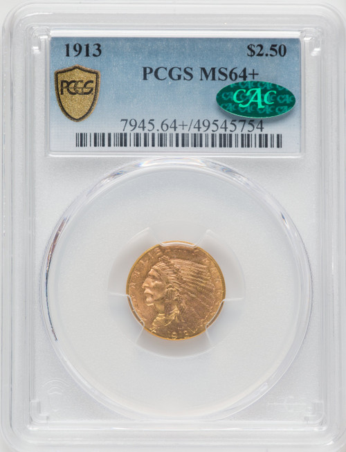 1913 $2.50 CAC Indian Quarter Eagle PCGS MS64+