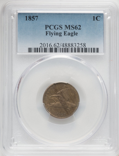 1857 1C Flying Eagle Cent PCGS MS62