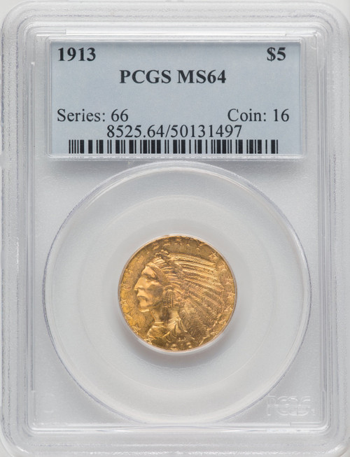 1913 $5 Indian Half Eagle PCGS MS64