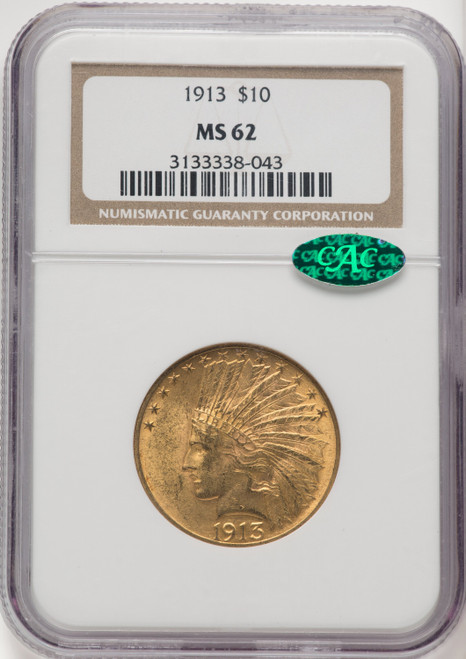 1913 $10 CAC Indian Eagle NGC MS62