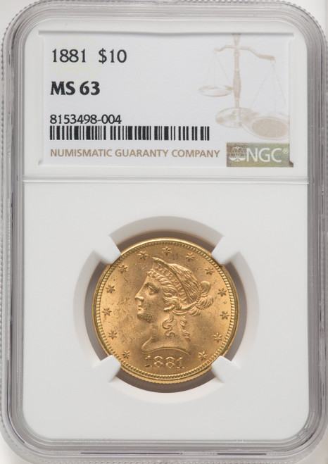 1881 $10 Liberty Eagle NGC MS63