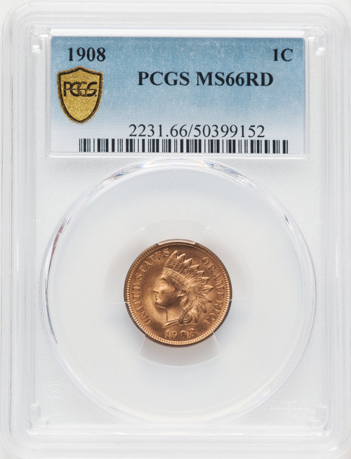 1908 1C RD Indian Cent PCGS MS66