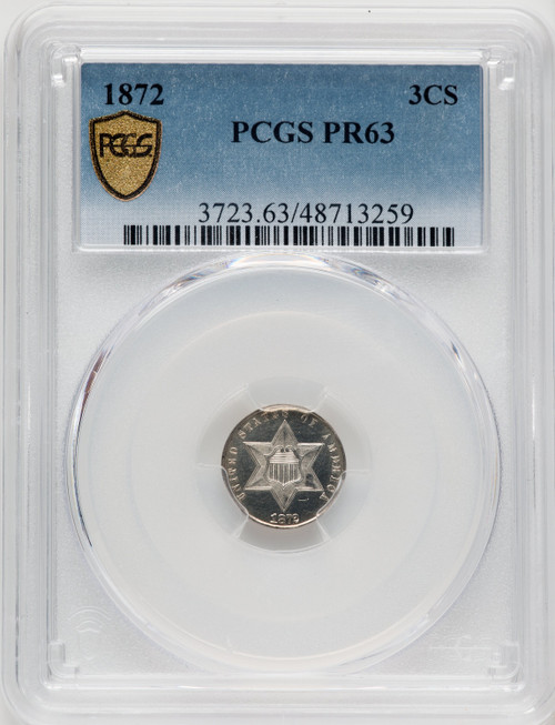 1872 3CS Proof Three Cent Silver PCGS PR63