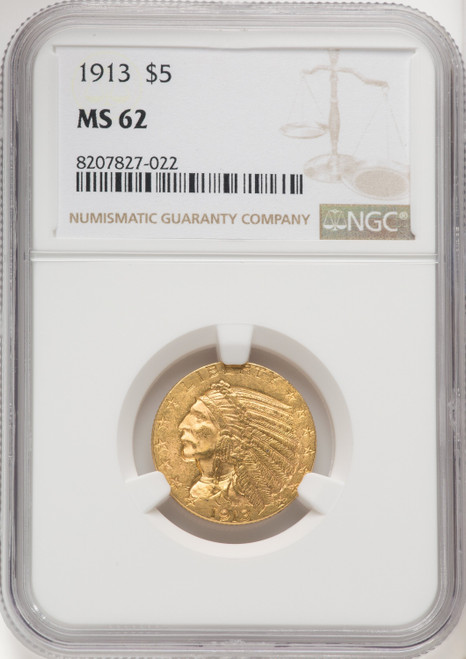 1913 $5 Indian Half Eagle NGC MS62
