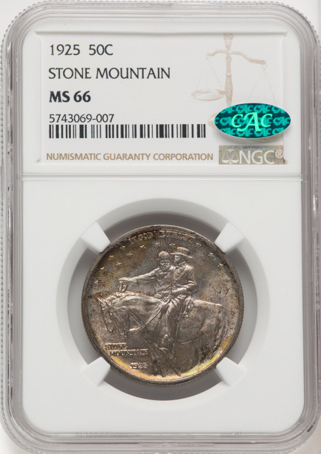 1925 50C Stone Mountain CAC Commemorative Silver NGC MS66