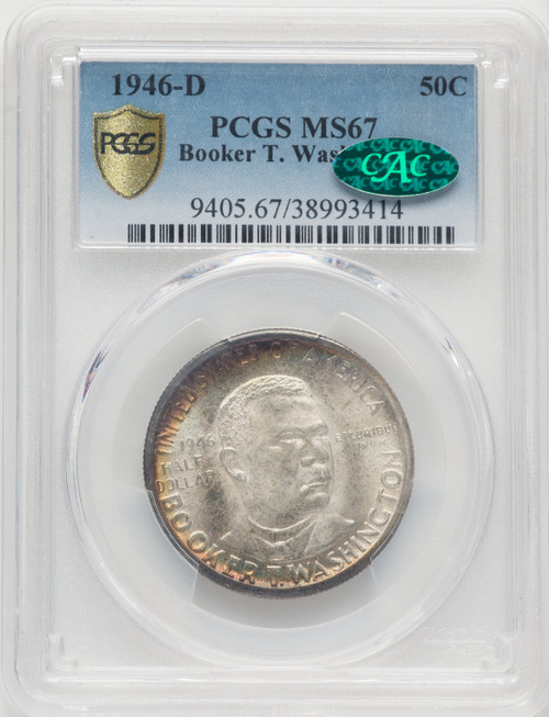 1946-D 50C Booker T. Washington CAC Commemorative Silver PCGS MS67