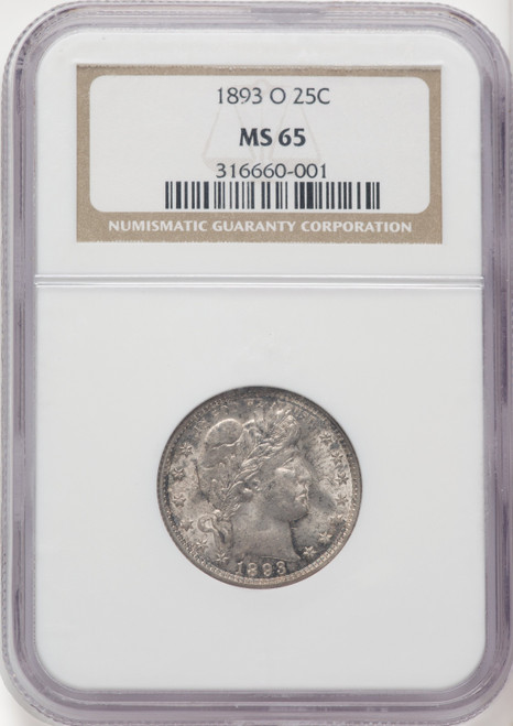 1893-O 25C Barber Quarter NGC MS65