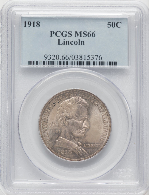 1918 50C Lincoln Commemorative Silver PCGS MS66