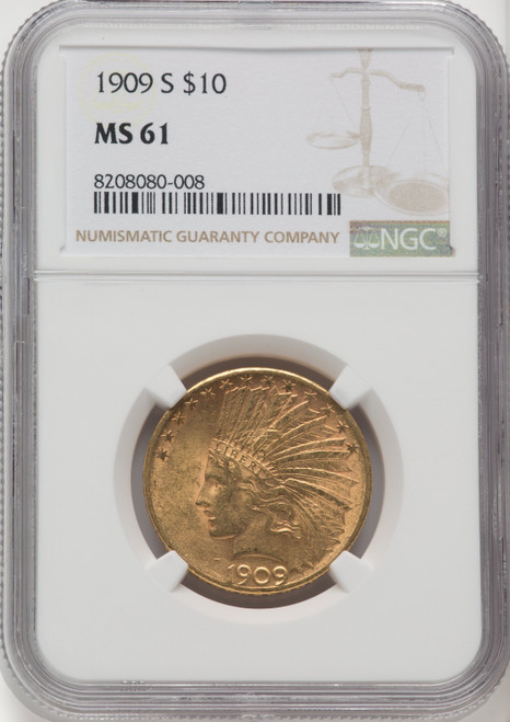 1909-S $10 Indian Eagle NGC MS61