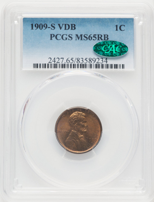 1909-S 1C VDB RB CAC Lincoln Cent PCGS MS65