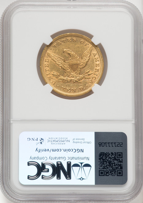 1853/2 $10 Brown Label Liberty Eagle NGC AU55