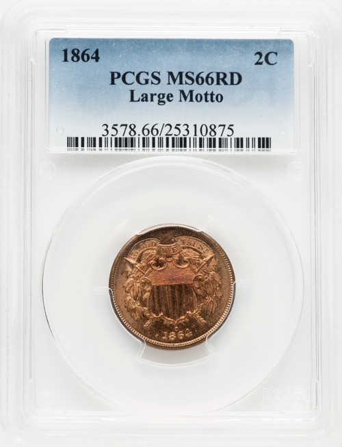 1864 Large Motto RD Two Cent Pieces PCGS MS66