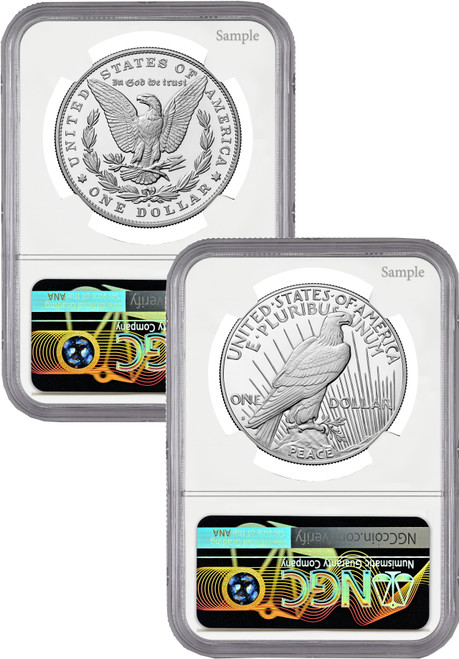 2024-S Morgan and Peace Silver Dollar 2pc Proof Set FDI NGC PF70