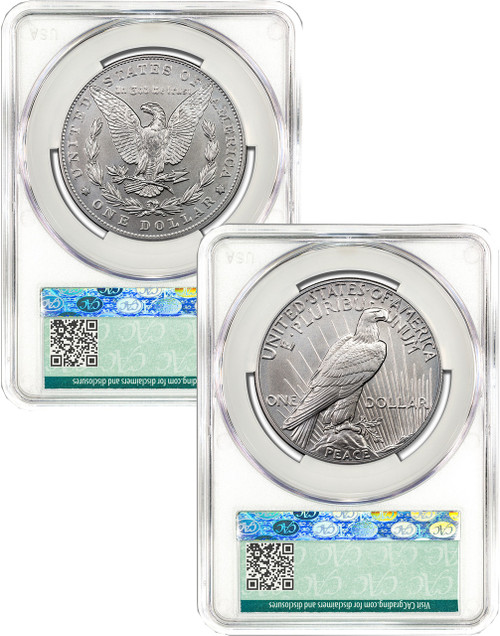 2024 Morgan and Peace Silver Dollar 2pc Set FDD CAC MS70