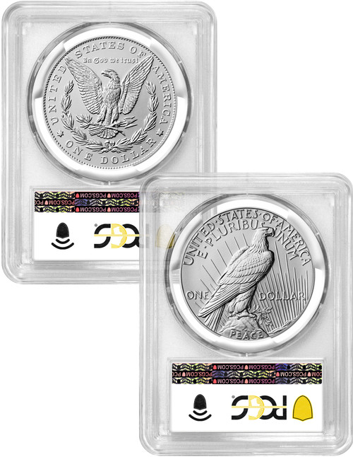 2024 Morgan and Peace Silver Dollar 2pc Set FDI PCGS MS70