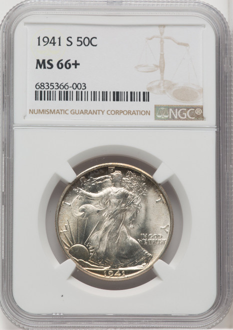 1941-S 50C Walking Liberty Half Dollar NGC MS66+ (518894076)