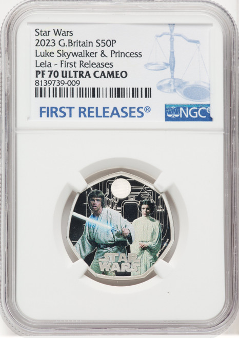 Charles III silver Colorized Proof  Luke Skywalker & Princess Leia  50 Pence 2023 PR70 Ultra Cameo NGC World Coins NGC MS70 (518904069)