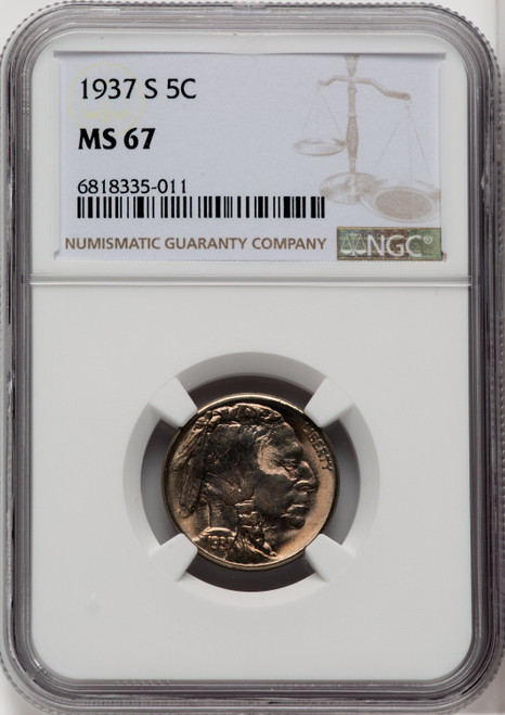 1937-S 5C Buffalo Nickel NGC MS67 (518973110)