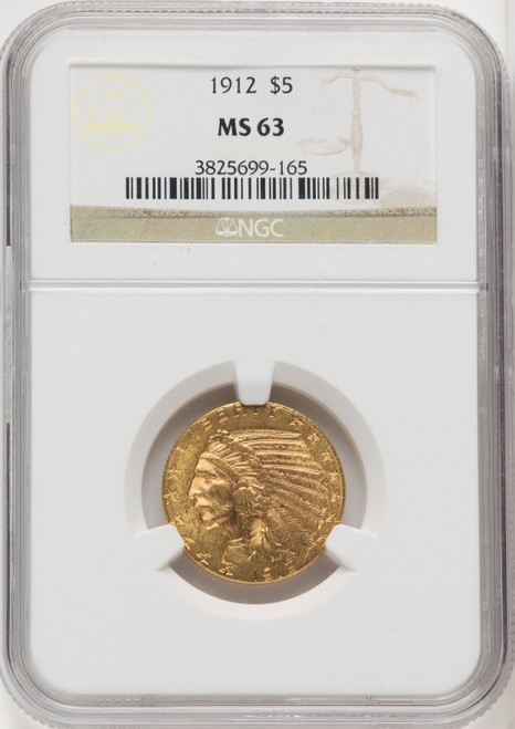 1912 $5 Indian Half Eagle NGC MS63 (766993054)