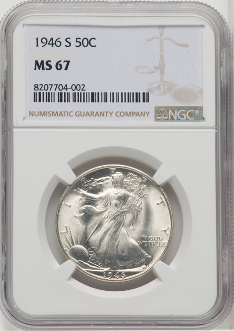 1946-S 50C Walking Liberty Half Dollar NGC MS67 (767015016)