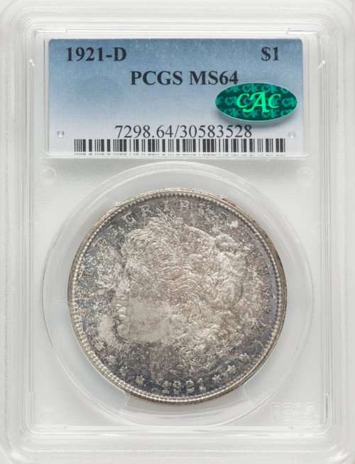 1921-D $1 CAC Morgan Dollar PCGS MS64 (767016003)