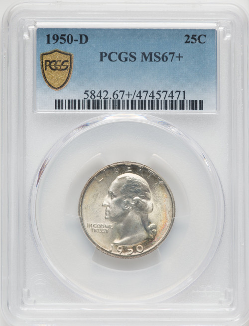 1950-D 25C Washington Quarter PCGS MS67+ (769484003)