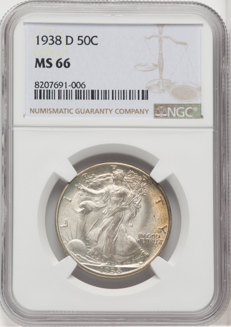 1938-D 50C Walking Liberty Half Dollar NGC MS66 (765833021)