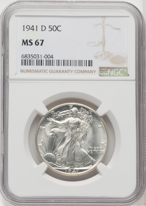 1941-D 50C Walking Liberty Half Dollar NGC MS67 (765883005)