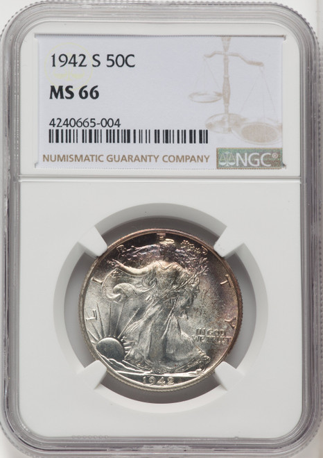 1942-S 50C Walking Liberty Half Dollar NGC MS66 (506218008)