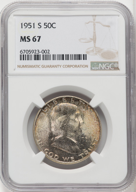 1951-S 50C Franklin Half Dollar NGC MS67 (767843004)