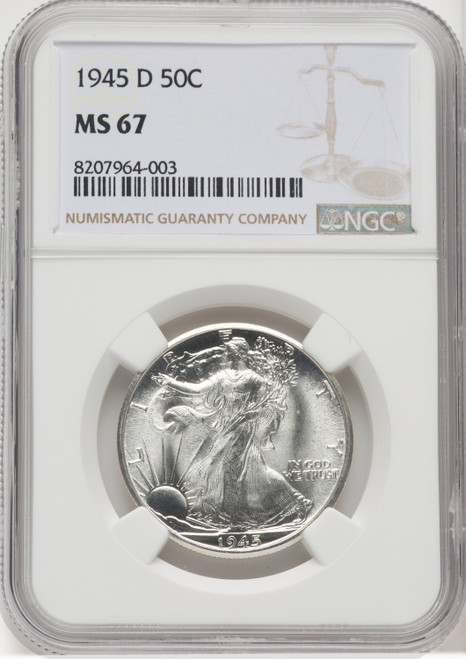 1945-D 50C Walking Liberty Half Dollar NGC MS67 (506077001)