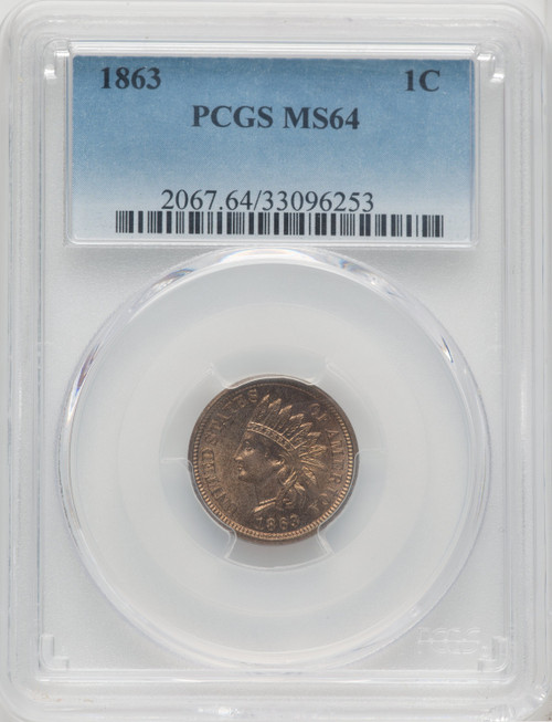 1863 1C Indian Cent PCGS MS64 (506231028)