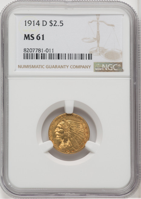 1914-D $2.50 Indian Quarter Eagle NGC MS61 (506322013)