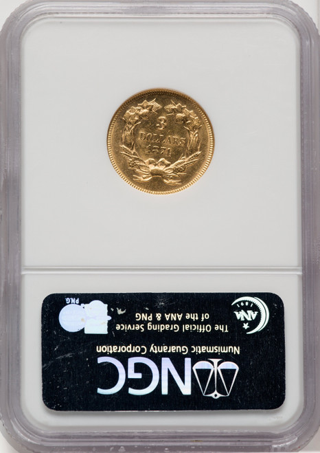 1874 $3 Three Dollar Gold Pieces NGC AU58 (506343001)