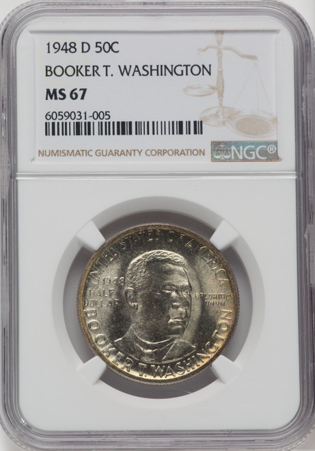 1948-D 50C Booker T. Washington Commemorative Silver NGC MS67 (764298020)