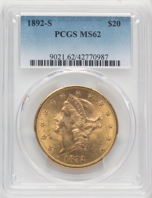 1892-S $20 Liberty Double Eagle PCGS MS62 (766215048)