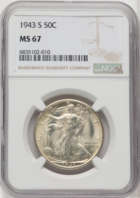 1943-S 50C Walking Liberty Half Dollar NGC MS67 (766234003)