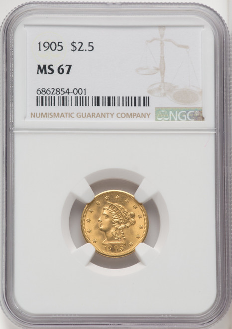 1905 $2.50 Liberty Quarter Eagle NGC MS67 (766550008)