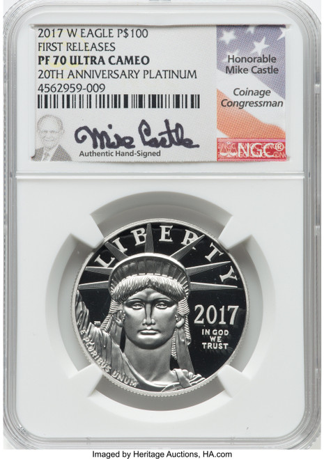 2017-W $100 One-Ounce Platinum Eagle Statue of Liberty 20th Anniversary NGC PF70 (766573088)